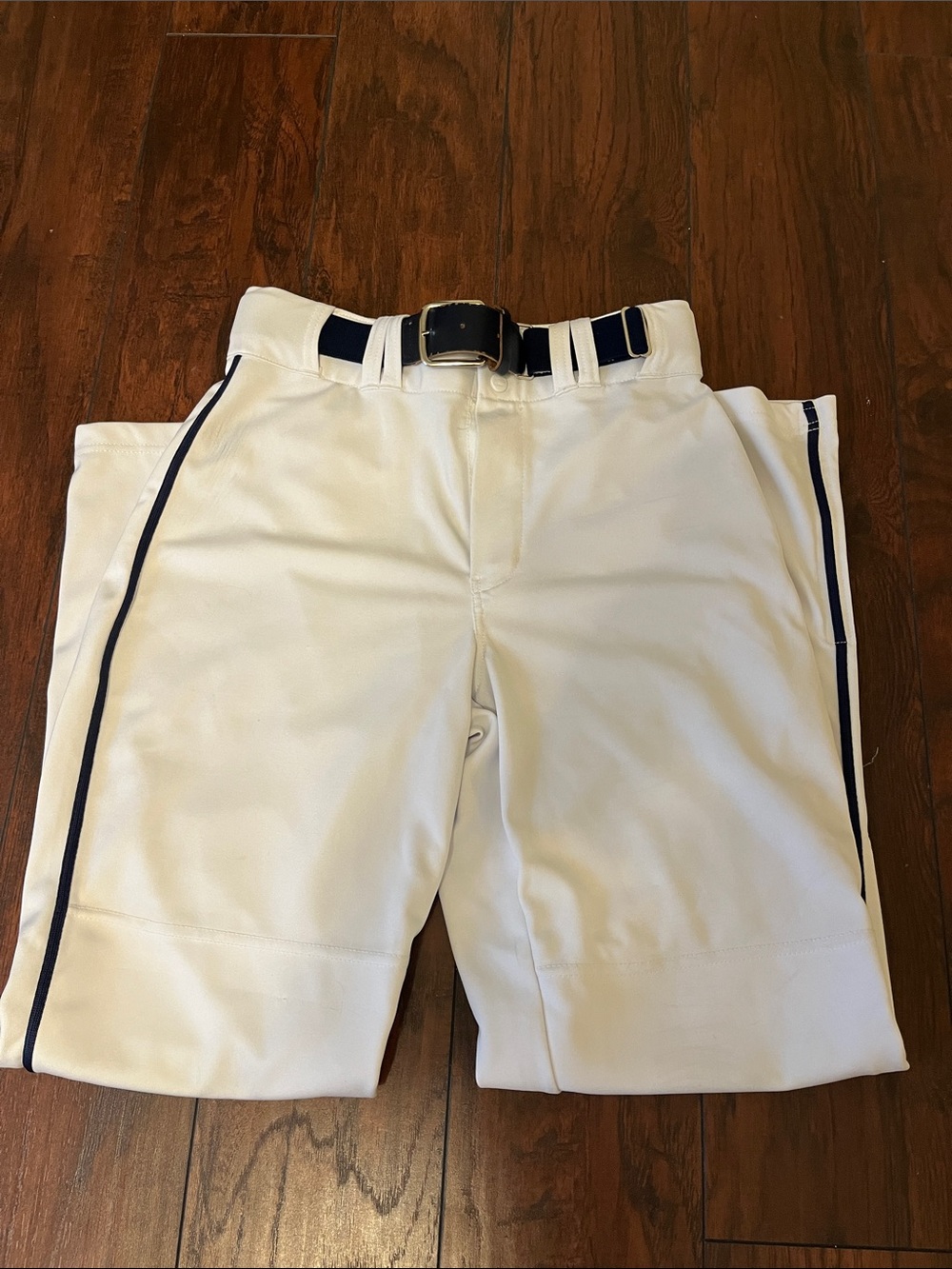 Champro Baseball pants with Navy Side Stripe and navy belt